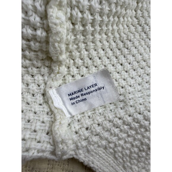 Marine Layer Womens Large White Open Knit Long Sleeves Catalina Cardigan Sweater - Picture 8 of 16